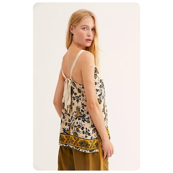 Free People Floral Camisole in Cream and Yellow - Picture 2 of 7